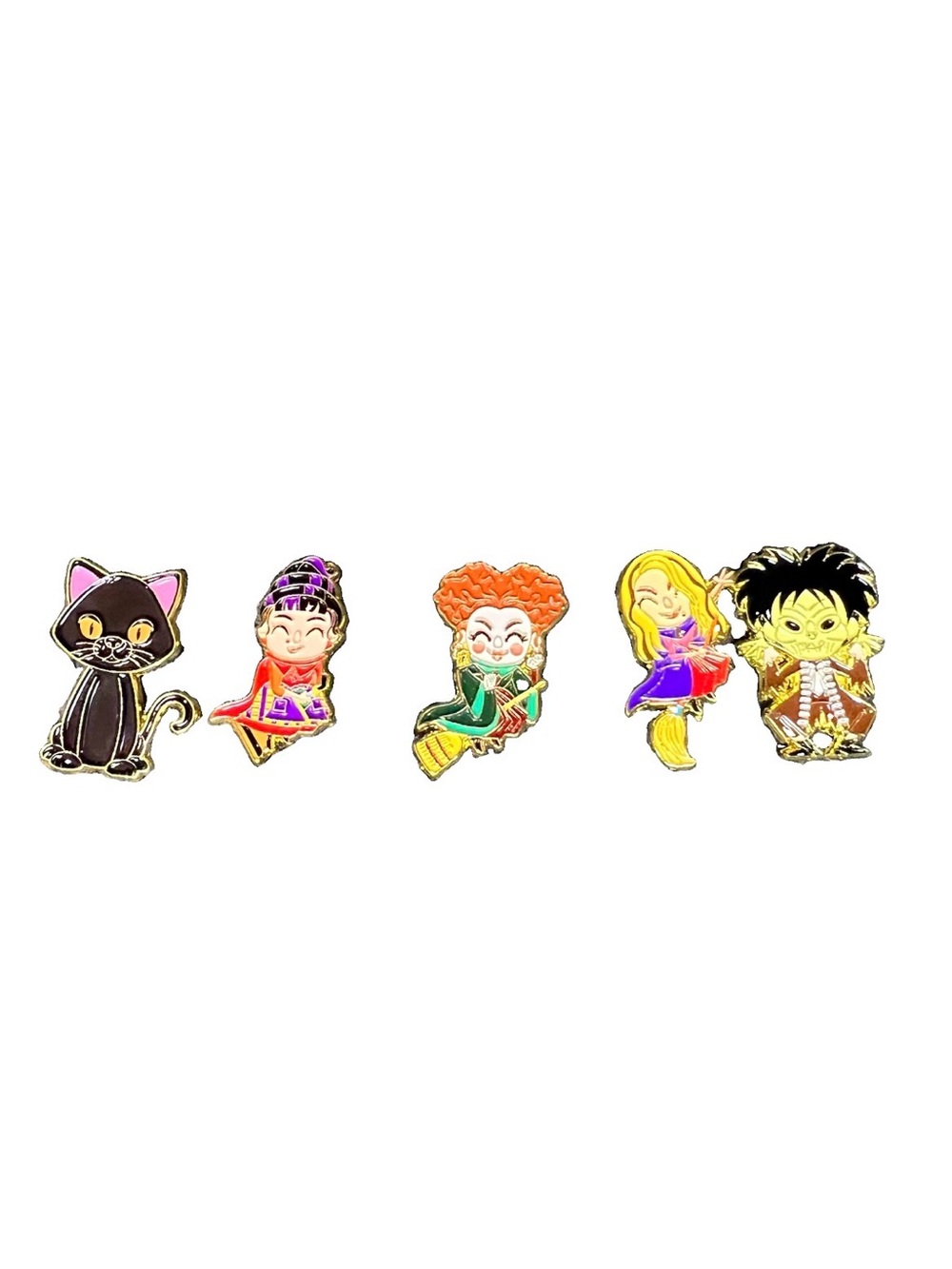 Hocus Pocus Theme Set Of 5 Enamel Pins Sanderson Witches Binx Billy Butcherson